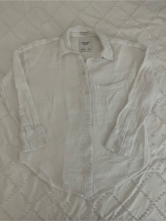 Abercrombie & Fitch Tops - Abercrombie & Fitch White Cotton Gauze Button-Down Shirt
